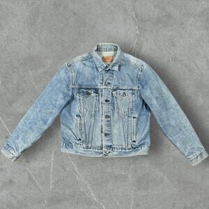 Vintage Levi's Denim 80s 70506-0214 Blue Men 44 Trucker Made In USA Jean Jacket